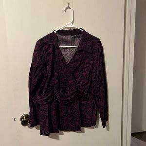 Apt. 9 Purple Ruffled Wrap Blouse